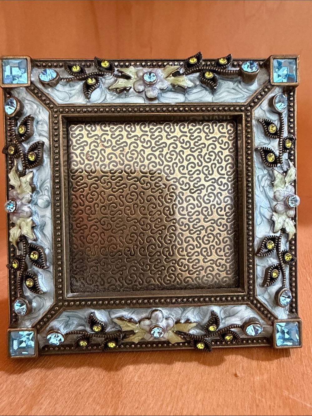 Argento SC Mini Frame Blue Enamel with Swarovski Crystals 3x3